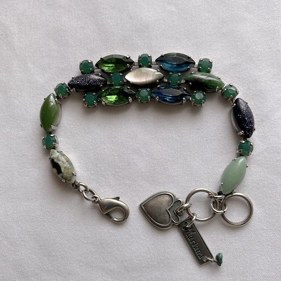 Stunning Mariana Bracelet with Green & Blue Stones & Crystals - Picture 1 of 4